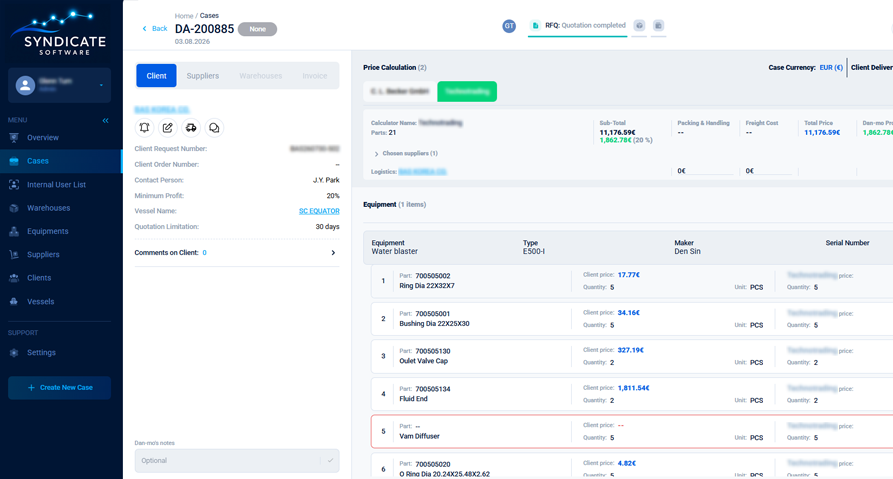 Syndicate Software case detail — anonymized preview
